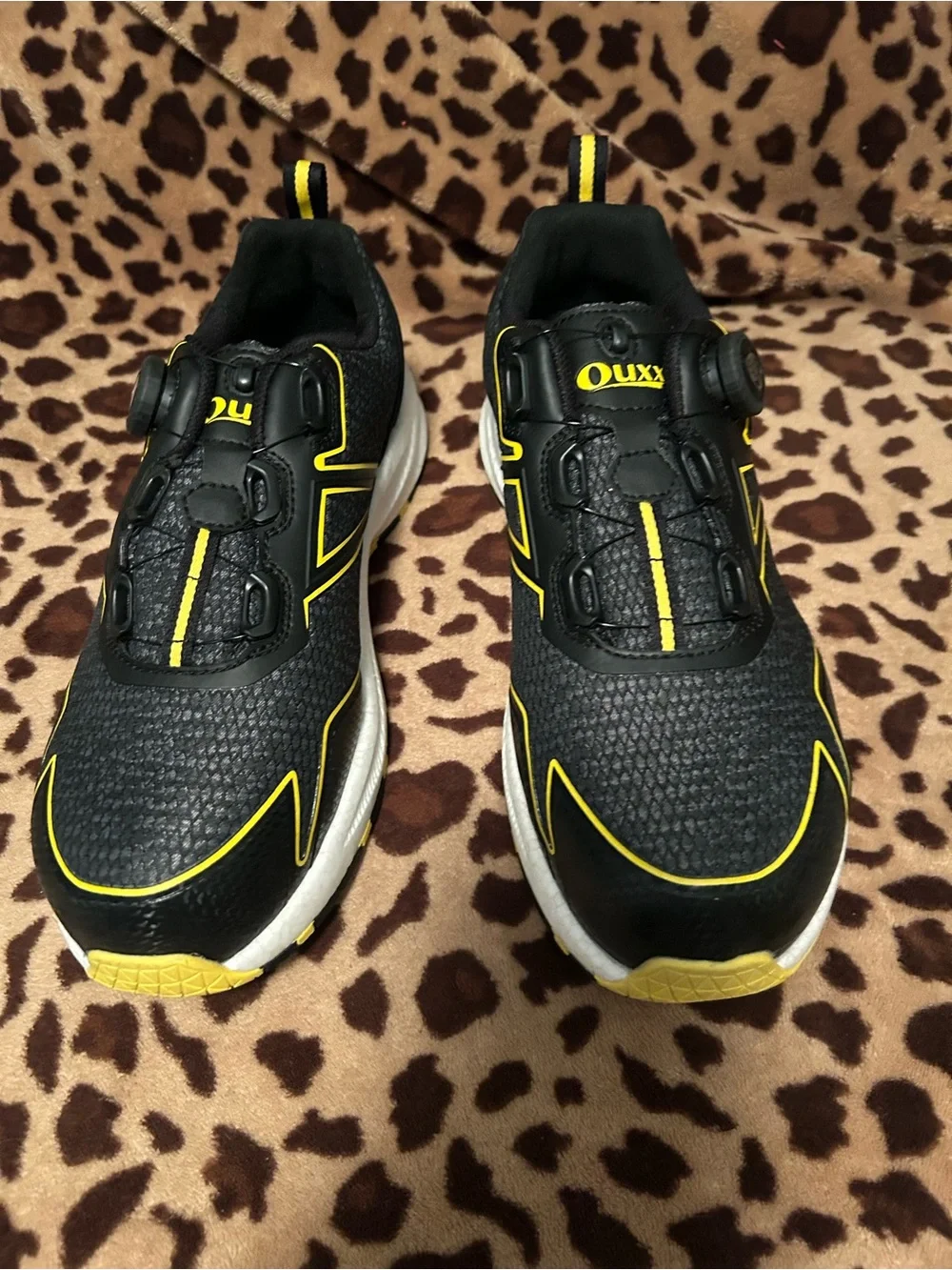 Men's Black and Yellow Athletic Shoes with Dial Closure
